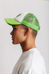 White and Lime Green Foam Trucker Hat